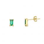 Yellow gold single stone earrings 14k with emeralds (code S263178)