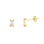 Yellow gold single stone earrings 14k with zircon (code S263179)