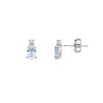 Λευκόχρυσα σκουλαρίκια κ9 με συνθετικό blue topaz & λευκά ζιργκόν (code  S287578)