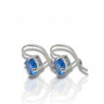 White gold earrings  14k with synthetic sapphire Ø 5.5 mm (code N2477)