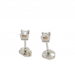 White gold single stone earrings 18k with diamonds  (code T2221)