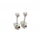 White gold single stone earrings 18k with diamonds (code T2262)