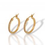 Golden hoop earrings with zircon 14k (code S169875)