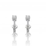 White gold single stone earrings 18k with diamonds  (code T2264)