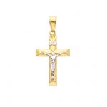 Croce in oro Giallo con Crocifisso in oro bianco k14 (code S185213)