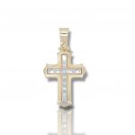 Σταυρός απο χρυσό κ14 με ενσωματωμένο λευκόχρυσο σταυρό κ14 με ζιργκόν (code Η1864)