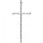 Croce in oro Bianco k14 con zirconi cubici (code S198403)