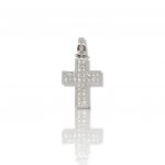 Croce in oro bianco k14 con zirconi cubici (code Η1684)