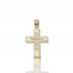 Croce in oro giallo e oro bianco k14 con zirconi cubici (code AL1877)