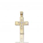 Golden matte cross k14 with whitw zircon  (code AL1877)