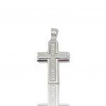 White gold matte cross k14 with zircon (code AL 1859)