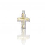 White gold cross k9 with golden details k9  (code DV1866)