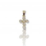 Croce in oro giallo k14 con zirconi cubici (code H1865)