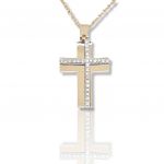 Croce in oro Rosa e oro Bianco k18 con diamanti (code P2328)