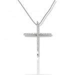 Croce in oro bianco k14 con diamanti (code P2040)
