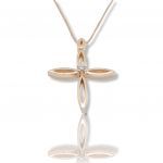 Rose gold cross (with chain) k14 with diamond(code P2360)