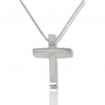 White gold double sided cross (with chain) k14 (code H2365)