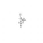 Croce in oro Bianco k14 con zirconi cubici (code S204494)