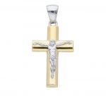 Croce in oro Giallo con Crocifisso in oro bianco k14 (code S231307)