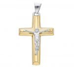 Croce in oro Giallo con Crocifisso in oro bianco k14 (code S231309)