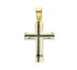 Golden cross k14 with white gold detail k14 (code S242832)