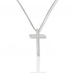 Croce con catena in oroBianco k14 con Diamanti (code H2425)