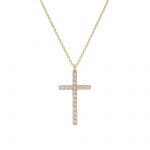 Golden slim cross (with chain) k9 with zircon (code S262980)