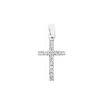 Croce in oro Bianco k14 con zirconi cubici (code S279926)