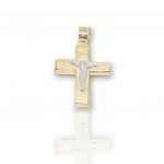 Croce in oro Giallo k14 con Crocifisso in oro Bianco (code AL1828)