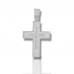 White gold matte cross k14 with zircon (code AL 1858)