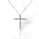Σταυρός (με αλυσίδα) απο λευκόχρυσο κ18 με διαμάντια (code H001938)