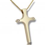 Croce con catena in oro bianco k14 con due diamanti (code H2050G)