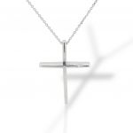 White gold cross (with chain) k14 with diamond (code H2280) 