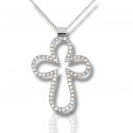 White gold cross (with chain) k14 with diamond (code H2533)