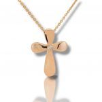 Rose gold cross k14 with diamond  (code H2840)