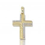 Croce in oro Giallo e oro Bianco k14 (code N2388)