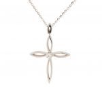 Croce (con catena) in oro Bianco k14 e diamante (code P1739)