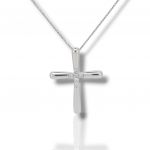 Croce (con catena) in oro Bianco k14 con diamanti (code P1756)