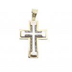 Golden cross k14 with zircon (code H2128)