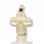 Croce in oro Giallo k14  con dettagli in oro Bianco e oro Rosa (code H2130)