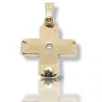 Golden matte cross k14 with zircon (code H2131)