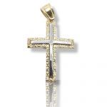 Croce in oro Giallo e oro Bianco k14 con zirconi cubici (code H2132)