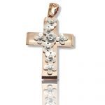 Rose gold cross k14 with white gold flowers (code GP2133)