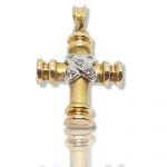 Golden cross k14 with white gold zircon (code H2117)