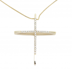 Golden slim cross (with chain) k14 with diamonds(code P2219)