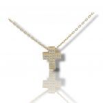 Croce con catena in oro Giallo k14 con zirconi cubici (code S257312)