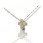 Golden cross (with chain) k14 with zircon (code S257312)