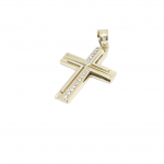 Croce in oro giallo k14 con dettagli in oro bianco (code H1911)