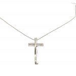Croce (con catena) in oro Bianco k14 (code H1741)
