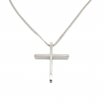 Croce (con catena) in oro Bianco k14 (code P1744)